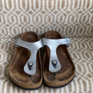Silver Thong Birkenstocks
